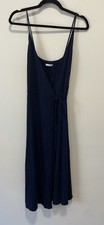 Reformation Navy Wrap Spaghetti Sleeveless Dress Small Modern Neutral Stretch