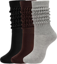 3 Pairs Slouch Socks for Women Size 9-11 Soft Extra Long Scrunch Knee High Boot