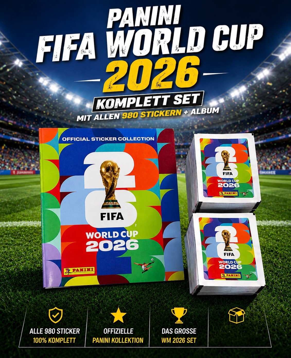 Panini FIFA World Cup 2026 - WM 26 - Komplett Set: Alle 980 Sticker + Album NEU