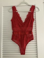 Red Lace V-neck Bodysuit