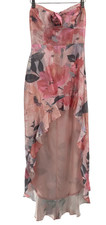 If By Sea Strapless Floral Asymmetrical Maxi Dress Pink M