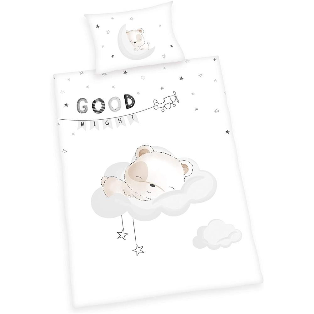 Спящий медвежонок-пастушок Babybettwäsche 40x60+100x135 см Baumwolle grau