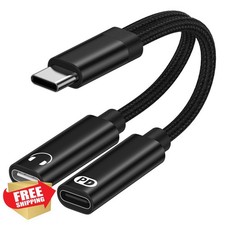 USB C Splitter Audio Charger Adapter PD 60W Fast Charge for Samsung iPhone