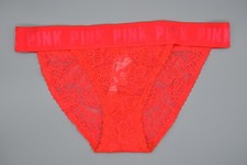 Victoria's Secret PINK Neon Red Floral Lace Bikini Panties S