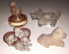 4 Vintage DOG Figurines, Poodle, Scottie, etc.