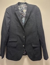 Paisley  Gray Slim Fit Men  s Sport Coat 38R Navy Blue Blazer Butterfly Lined