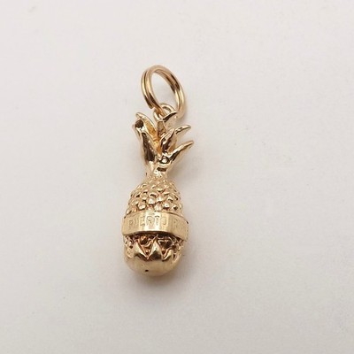Solid 14k Gold Pineapple Fruit Charm Pendant Puerto Rico Souvenir