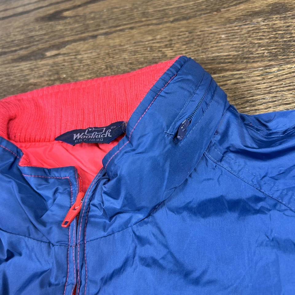 Woolrich Jacket Mens Large Blue Red Colorblock Hooded Windbreaker Full Zip 4117 - Image 4 of 4