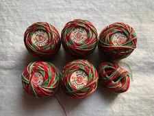 Lot 6 Balls Star Cotton Tatting Crochet Thread Full/Partials Color 157 Red Green