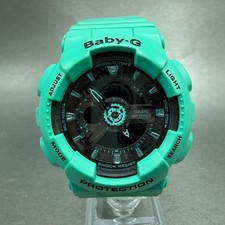 Casio Baby-G BA-111 Watch Women 43mm Green Black Alarm Chronograph New Battery