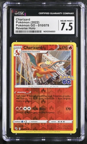 Charizard CGC 7.5 Near Mint + 2022 Pokemon Go - 010/078 Reverse Holo - Graded