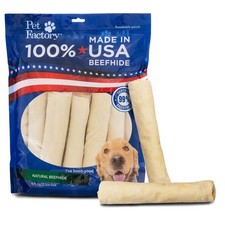 Pet Factory 100 Made in USA Beefhide 8" Rolls Dog Chew Treats - Natural Flav...