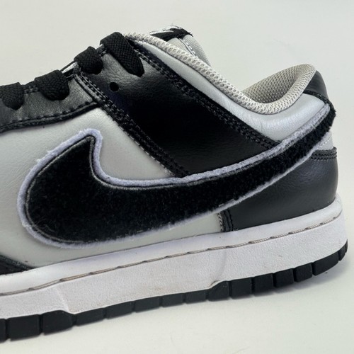 Scarpe Nike Dunk basse retrò ciniglia swoosh nere grigie pelle nebbia da uomo taglia 10 - Foto 12 di 12