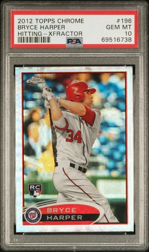 2012 Topps Chrome Baseball Bryce Harper Xfractor Rookie #196 PSA 10