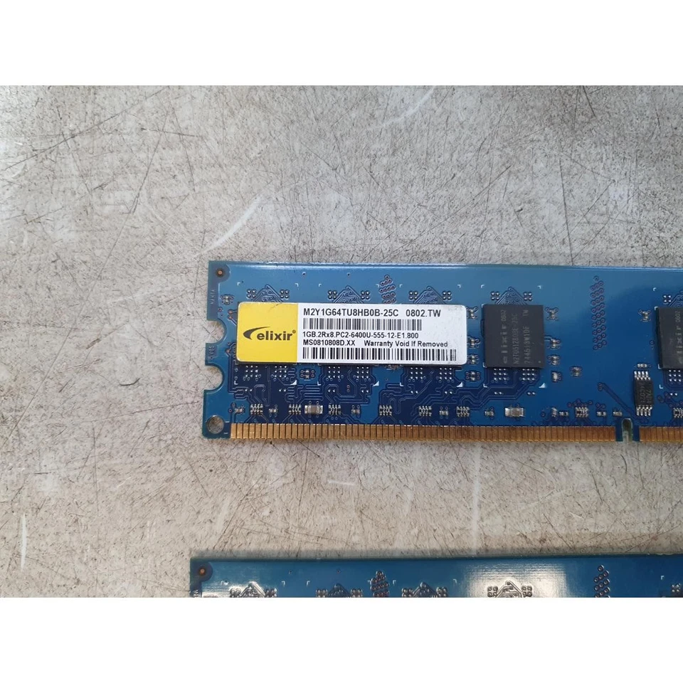 Lot of 2 Elixir M2Y1G64TU8HB0B-25C 1GB DDR2 RAM 800MHz 240 Pins PC2-6400 Non-ECC - Image 2 of 4