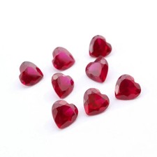 50 Pcs Natural Burmese Red Ruby 5-7 Ct Loose Heart Cut Certified Gemstone Lot
