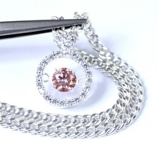 1.05 Ct Pink Diamond Solitaire Round Cut Certified Pendant Gift For Soulmate