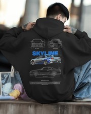 Nissan Skyline R34 Hoodie Fan Art JDM Car Graphic Pullover Streetwear