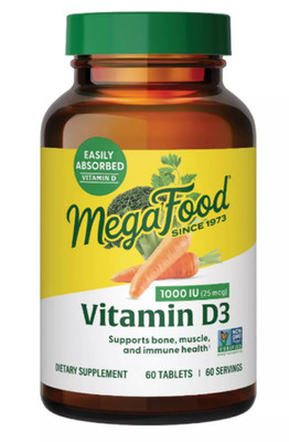 3/27 MegaFood Vitamin D3 1000 IU (25 mcg) - Vitamin D Supplements with Real Food