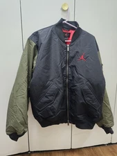Jordan Renegade Bomber Zip Up Jacket 'Noir Medium Olive' Size M HQ2664-045