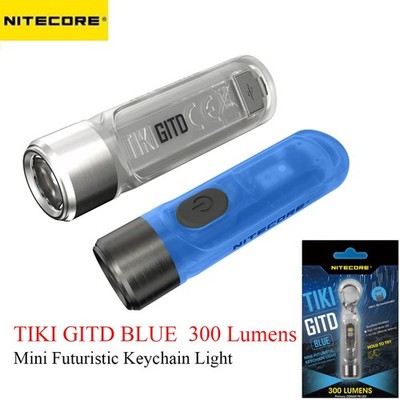 NITECORE TIKI GITD Blue Keychain Flashlight 300Lumen USB-C UV/High CRI LED Light