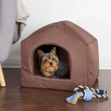 Indoor Dog House with Removable Cushion for Small Pets Dog Houses Brown