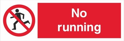 No Running Plakette - Blechschild - 300 x 100 mm