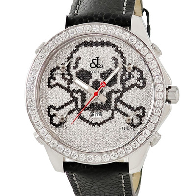 Jacob & Co. JC-SKULLD 5 Time Zone 47mm Skull Black Men's Quartz Watch