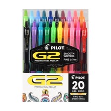 Retractable Gel Ink Pens Fine Point 0.7mm Assorted Color Ink Pens 20 Count Pack