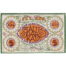 [#288986] Germany, Bielefeld, 5 Mark, 1920-01-10, UNC, Linen, Grabowski:15