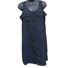 Gap Dress Womens XS Navy Green Polka Dot Racerback Shift Button Front Pockets