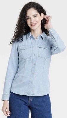 Universal Thread Women Slim Fit LS Western Denim Shirt Size 6 #1807