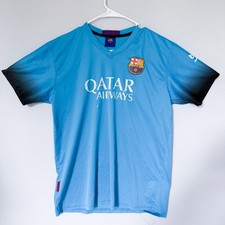 FC Barcelona Jersey Qatar Airways Away 2015 Blue Black Size M Soccer Shirt Barça