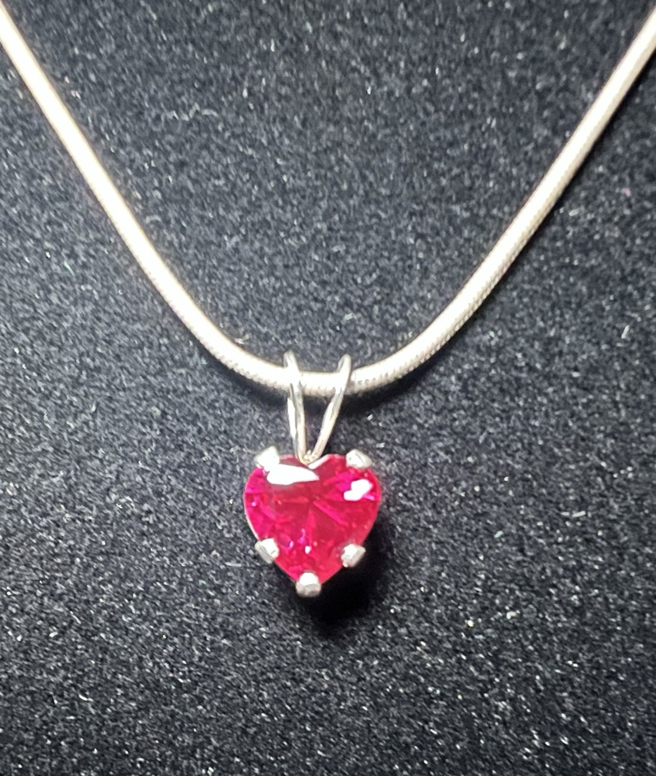 925 Sterling Silver Ruby Heart Shape Pendant & Ne… - image 2