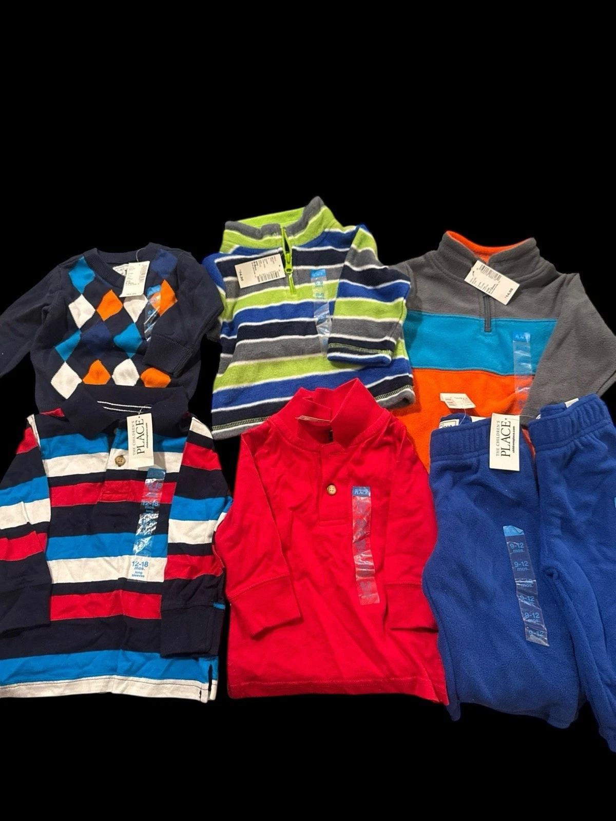 Lot Of7 Children’s Place Baby Boy Clothes NWT Sweater, Pants Fleece, Shirts 6-18