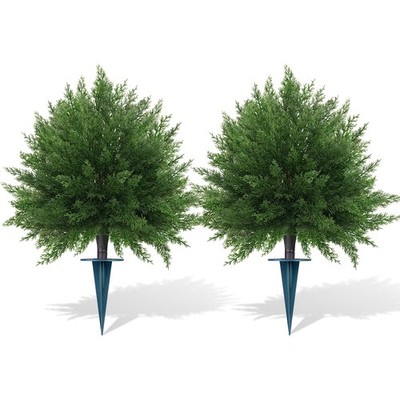 Artificial CedarTopiary Bushes for Outdoors with Spike, Set of 2 Cypress Topi...