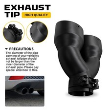 Black Dual Pipe Exhaust Tip 2.5 Inlet Weld On Coated Muffler Tips Double Wall