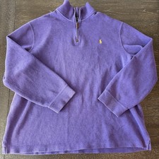 Polo Ralph Lauren Men's XXL Quarter Zip Sweater Royal Purple 100 Cotton