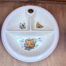 Vintage Baby Divided Feeding Dish Pumpkin House Lamb Child Plate Advertising