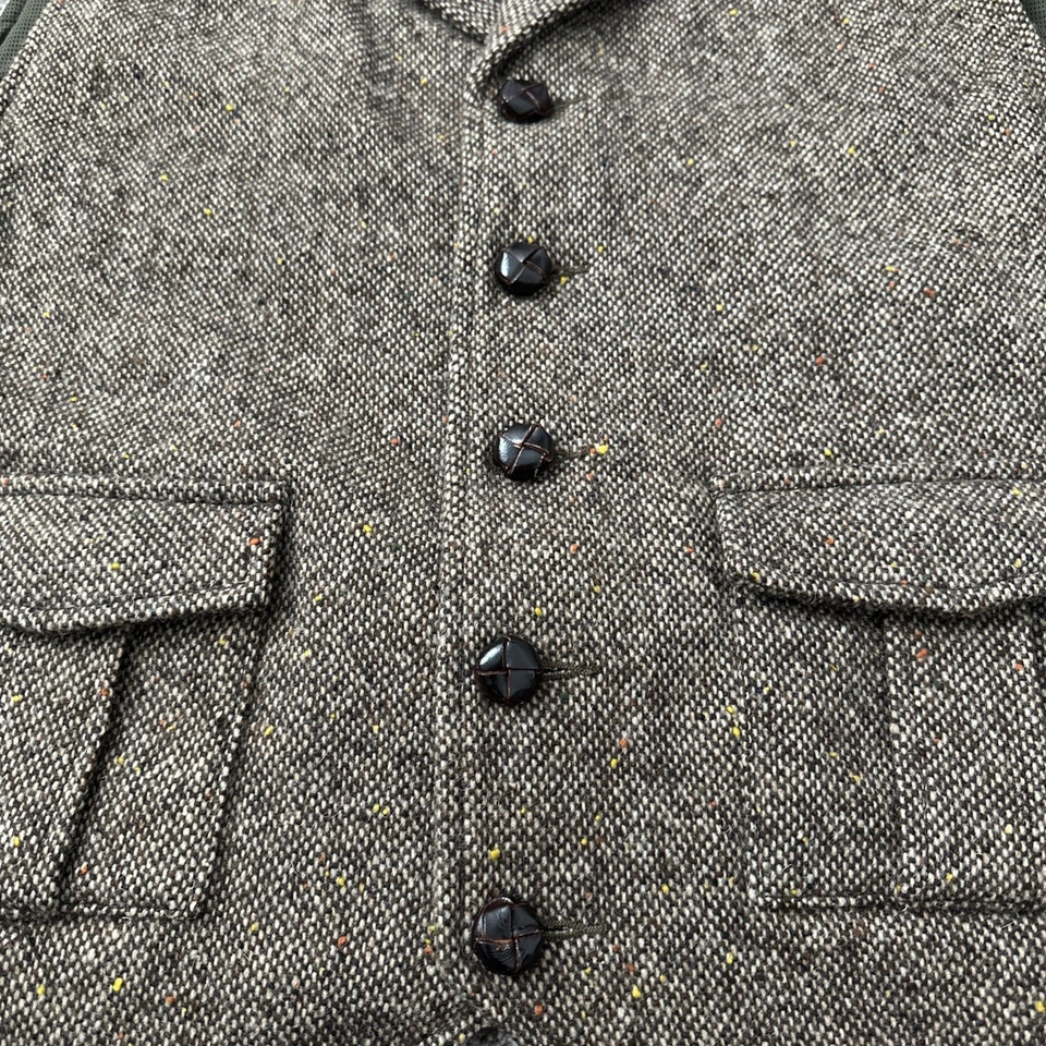 Orvis Tweed Waistcoat Vest Men’s Large Brown Wool Herringbone Back Belt Western - Image 3 of 4