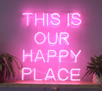 This Is Our Happy Place Pink Acrylic 20''x16'' Neon Sign Light Lamp With Dimmer