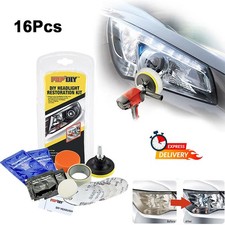 16pcs Car Headlight Lens Restoration Repair Kit Polishing Cleaner Cleaning Tools