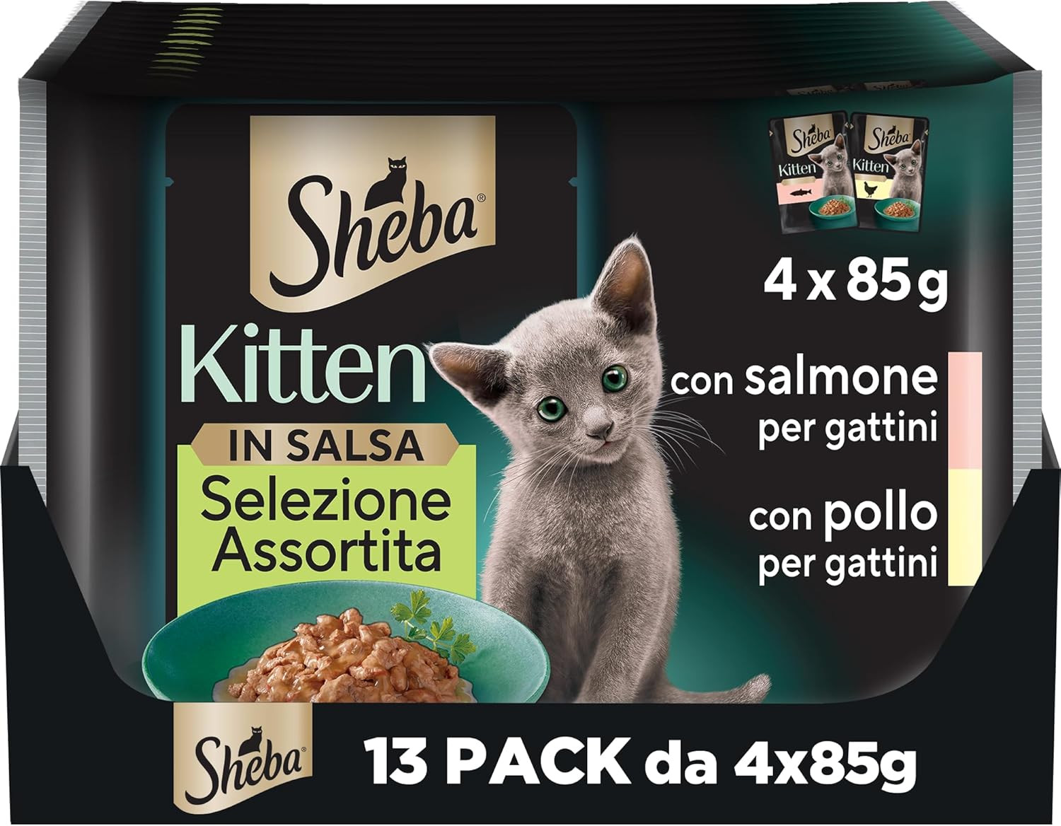 Sheba Kitten Selezione Assortita 4x85g - Il Pasto Preferito dai Gatti