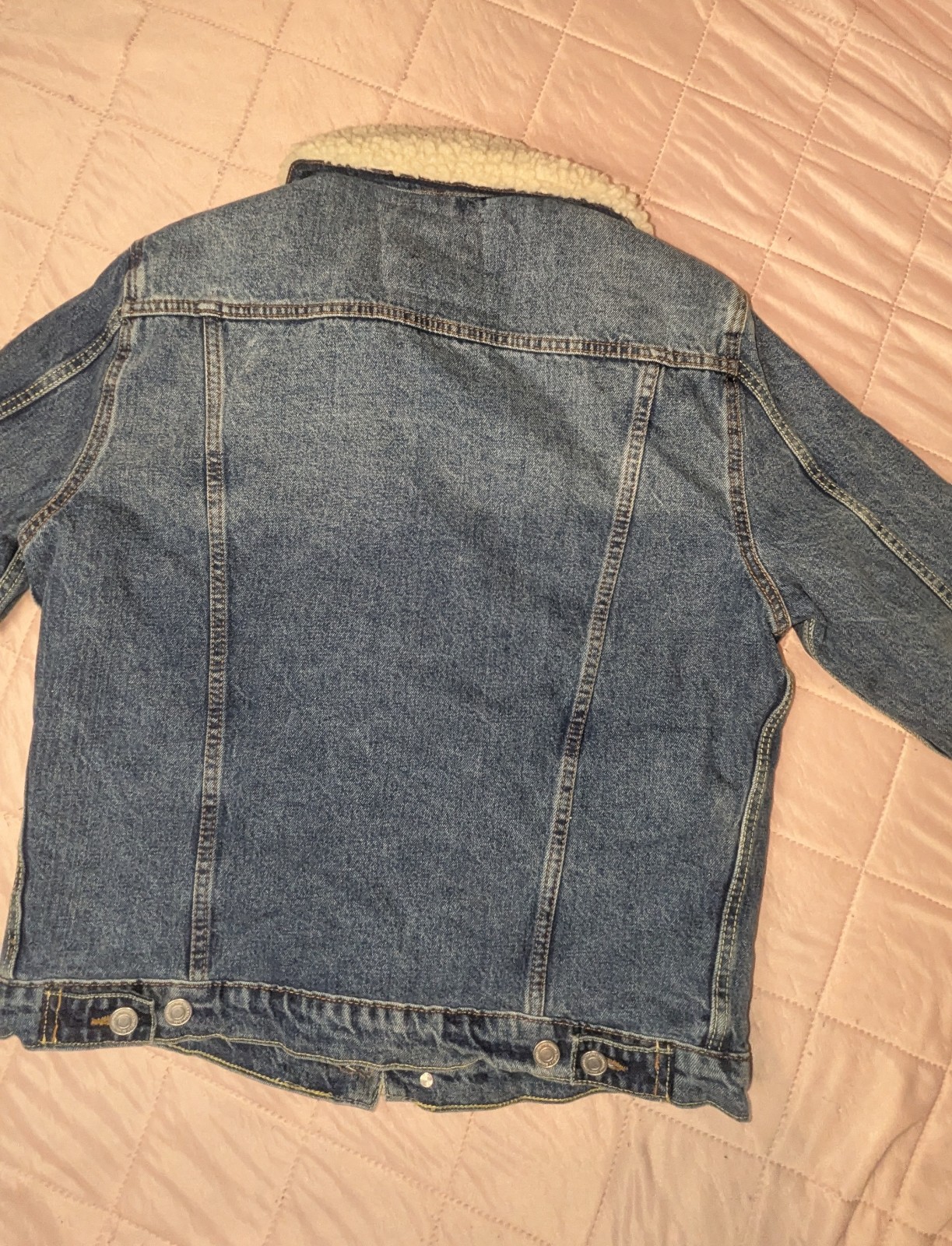 Broken Standard Mens Sherpa Lined Denim Jacket Size M Blue Fleece ...
