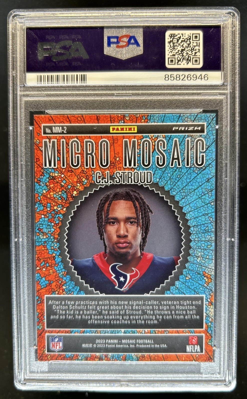 2023 Panini Mosaic C.J. Stroud Micro RC Mosaic Rookie #MM-2 Texans PSA 9 view 2