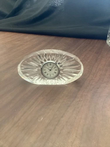 Vintage Waterford Oval Crystal Clock Clear Sunburst Needs Battery