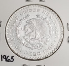 Mexico 1 Peso 1965 Jose Maria Morelos .100 Coin Silver, Plata .100, KEY-DATE. — photo 3