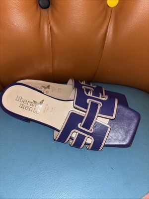 LIBERA  MENTE Cross Band Purple Leather Slides 8.5