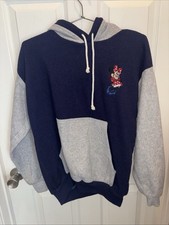 Vintage Disney Minnie Mouse Blue/gray Hoodie With Embroidered Minnie Large