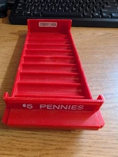 Major Metalfab MMF $5 Penny Red Coin Roll Tray Bank Teller Money Tray
